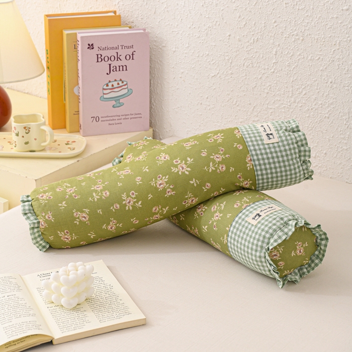 91家纺网 家纺一手货源 找家纺 （总）大熊枕芯 2025新款田园风全棉双层纱圆柱糖果荞麦枕头枕芯