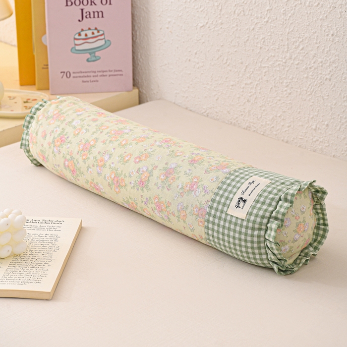 91家纺网 家纺一手货源 找家纺 大熊枕芯 2025新款田园风全棉双层纱圆柱糖果荞麦枕头枕芯 双层纱圆柱-黄