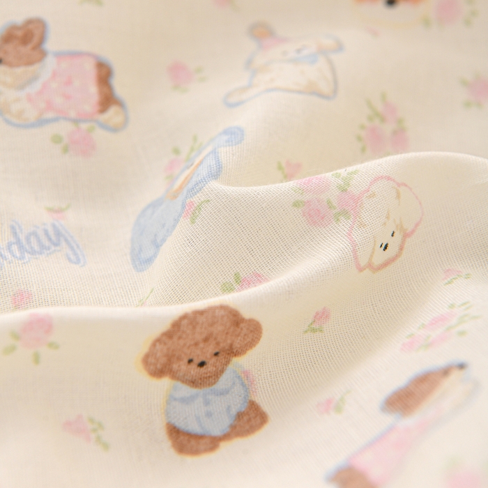 91家纺网 家纺一手货源 找家纺 大熊枕芯 2025新款田园风全棉双层纱圆柱糖果荞麦枕头枕芯 双层纱圆柱-小狗