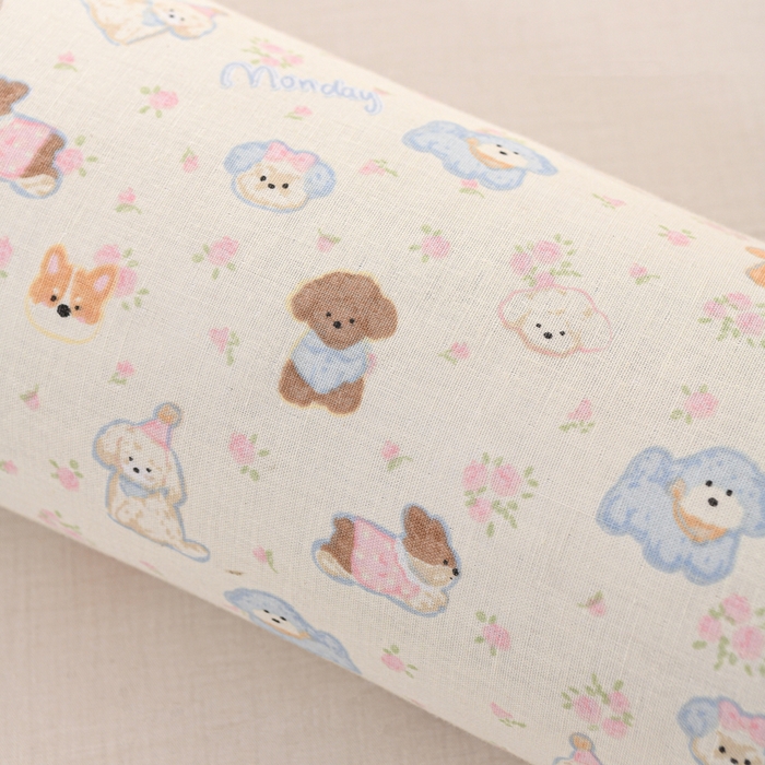 91家纺网 家纺一手货源 找家纺 大熊枕芯 2025新款田园风全棉双层纱圆柱糖果荞麦枕头枕芯 双层纱圆柱-小狗