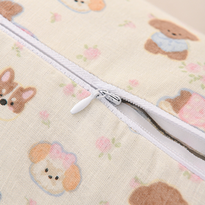 91家纺网 家纺一手货源 找家纺 大熊枕芯 2025新款田园风全棉双层纱圆柱糖果荞麦枕头枕芯 双层纱圆柱-小狗