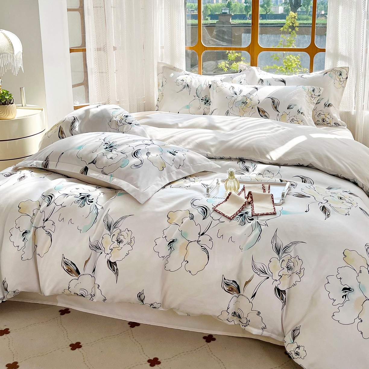 91家纺网 家纺一手货源 找家纺 佳宇轩 2025新款活性数码印花单人三件套双人四件套 锦上添花