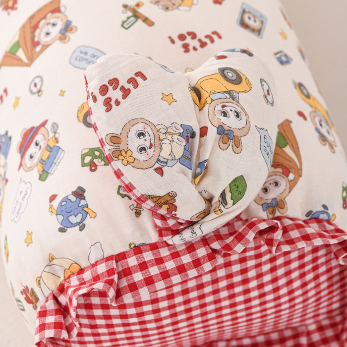 91家纺网 家纺一手货源 找家纺 大熊枕芯 2025新款小清新全棉双层纱兔子枕芯长抱枕 小兔