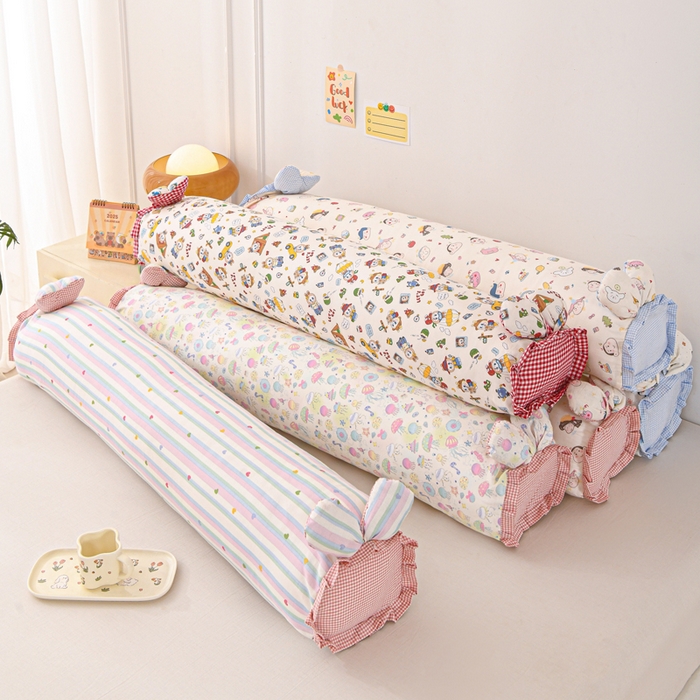 91家纺网 家纺一手货源 找家纺 大熊枕芯 2025新款小清新全棉双层纱兔子枕芯长抱枕 组合图