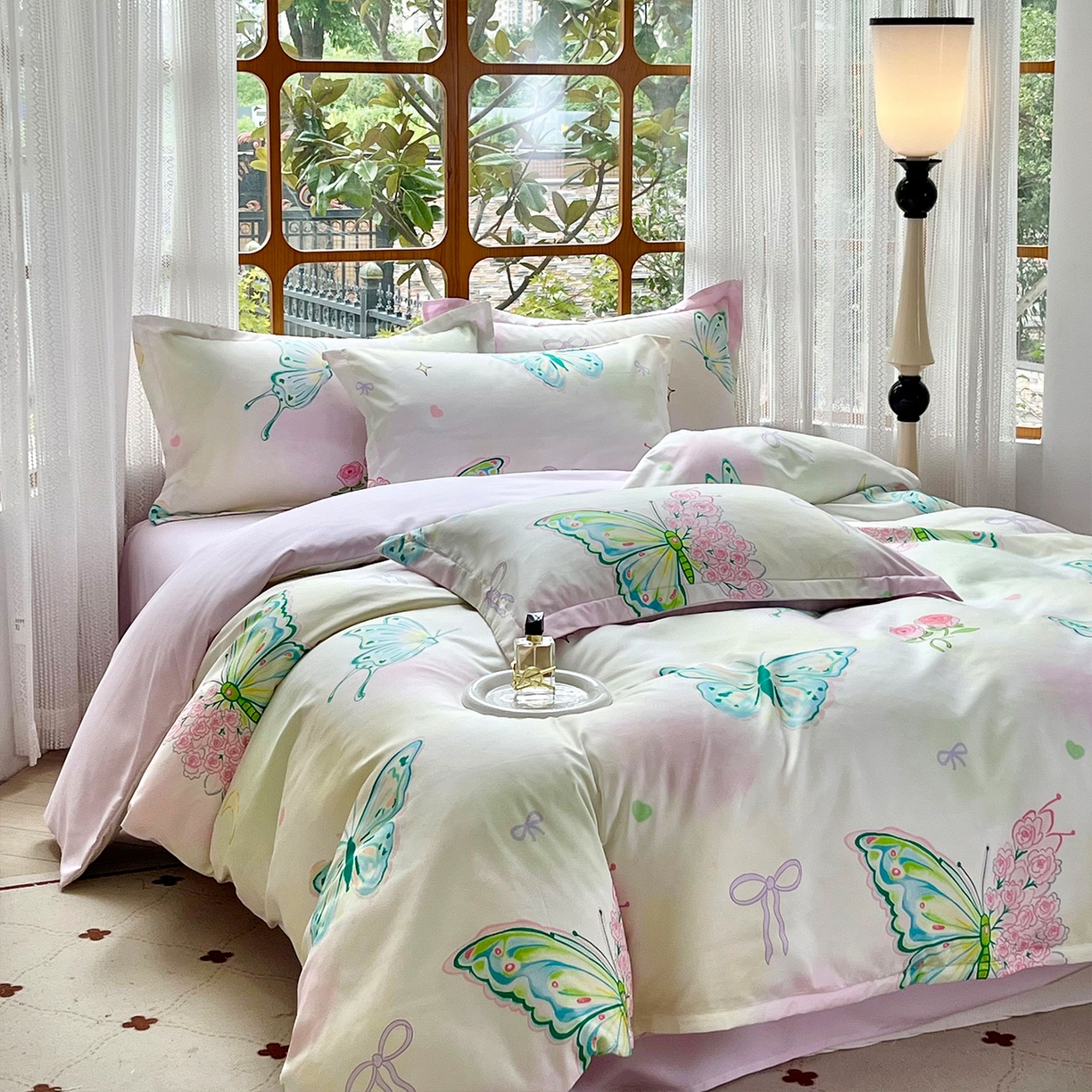 91家纺网 家纺一手货源 找家纺 佳宇轩 2025新款活性数码印花单人三件套双人四件套 翩翩起舞