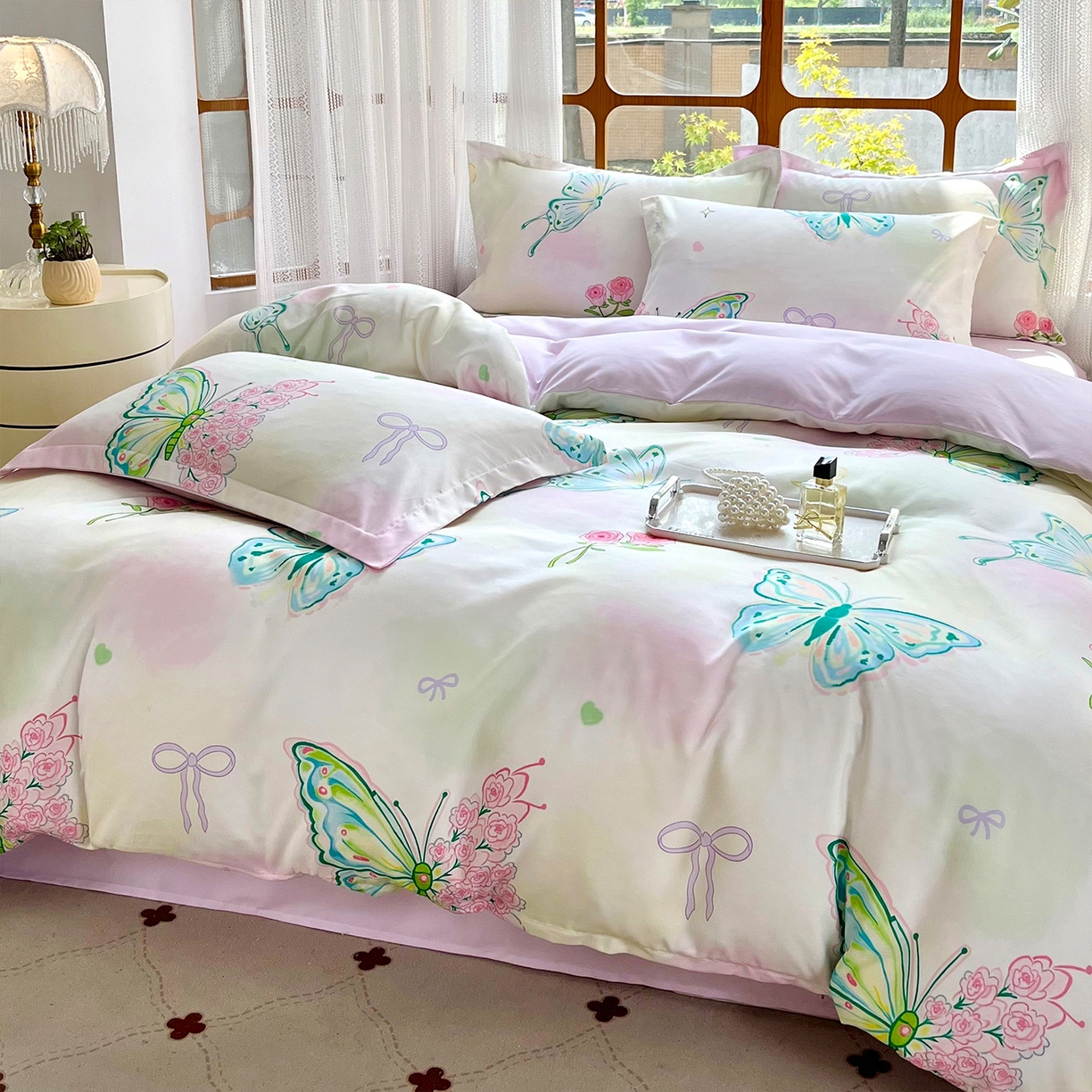 91家纺网 家纺一手货源 找家纺 佳宇轩 2025新款活性数码印花单人三件套双人四件套 翩翩起舞