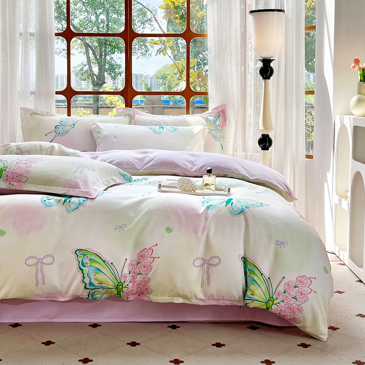 91家纺网 家纺一手货源 找家纺 佳宇轩 2025新款活性数码印花单人三件套双人四件套 翩翩起舞