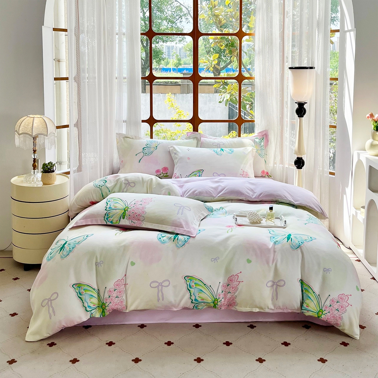 91家纺网 家纺一手货源 找家纺 佳宇轩 2025新款活性数码印花单人三件套双人四件套 翩翩起舞