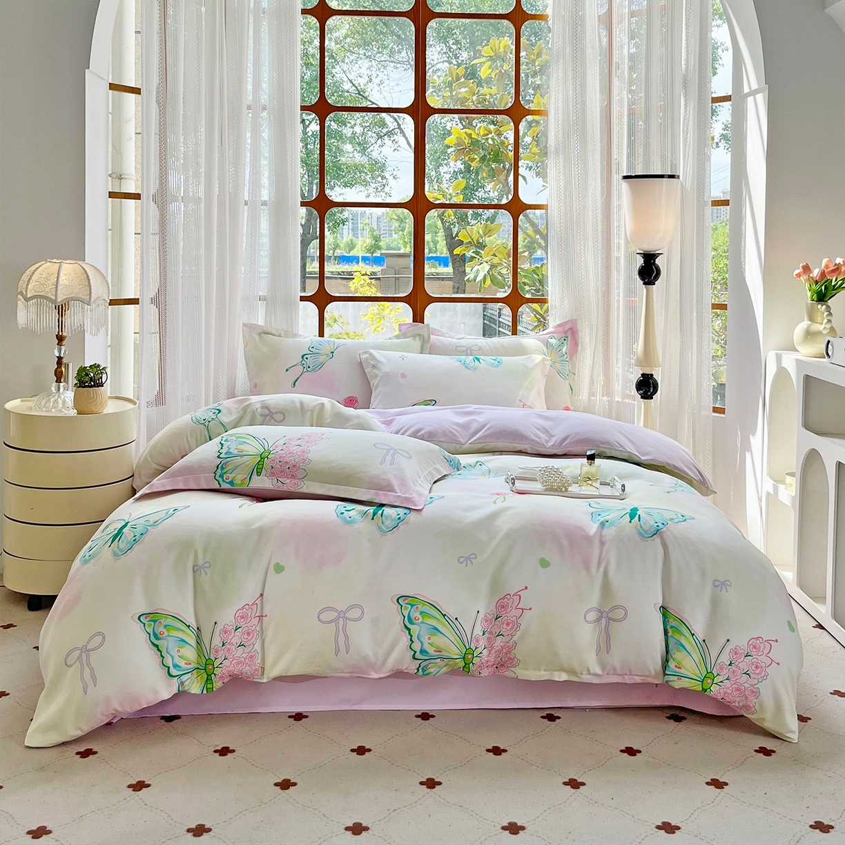 佳宇轩 2025新款活性数码印花单人三件套双人四件套 翩翩起舞