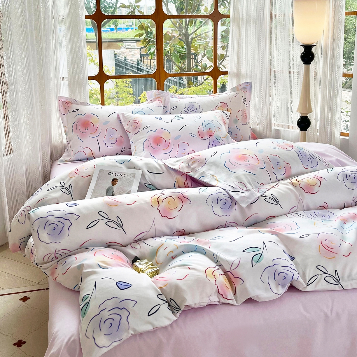 91家纺网 家纺一手货源 找家纺 佳宇轩 2025新款活性数码印花单人三件套双人四件套 云景花开