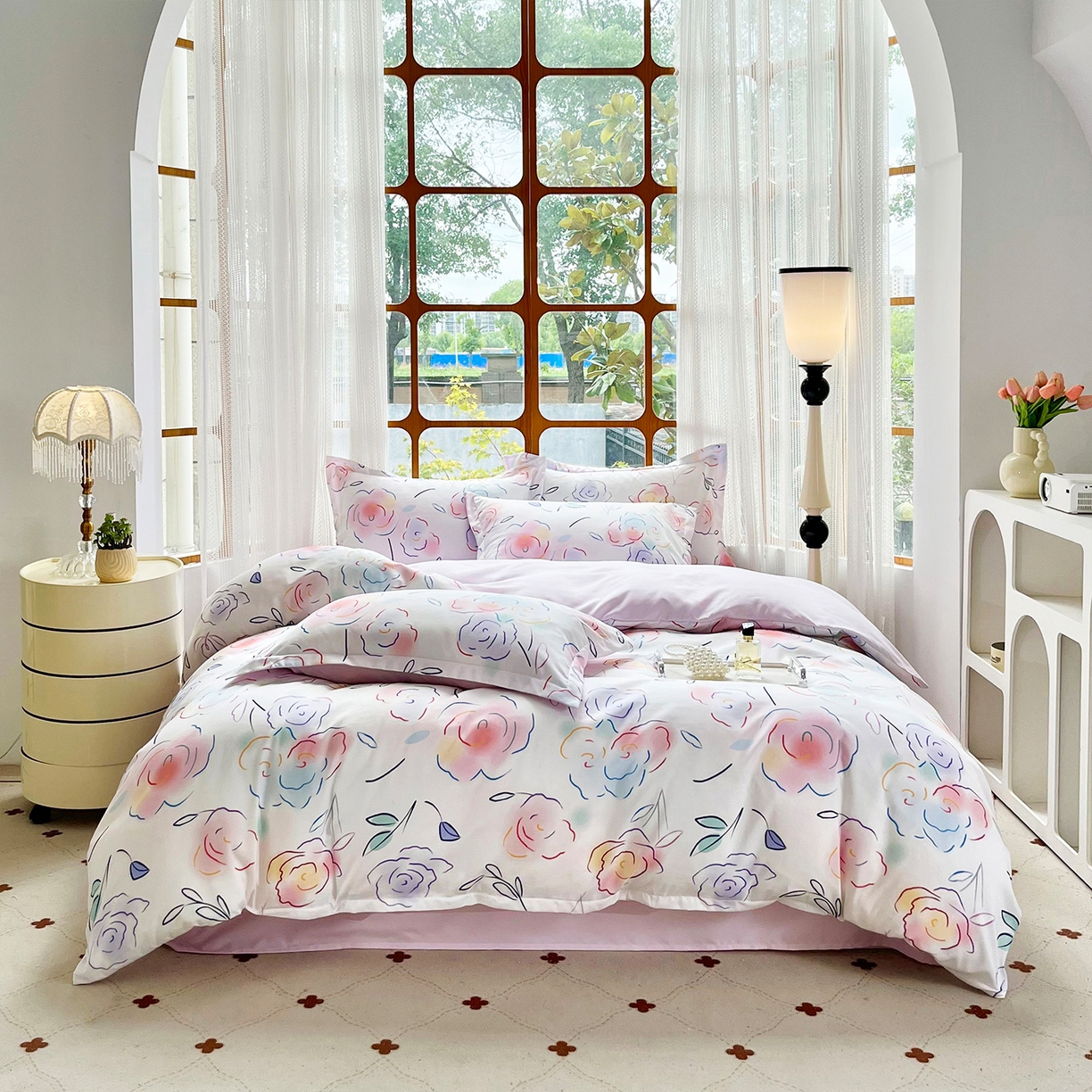 佳宇轩 2025新款活性数码印花单人三件套双人四件套 云景花开