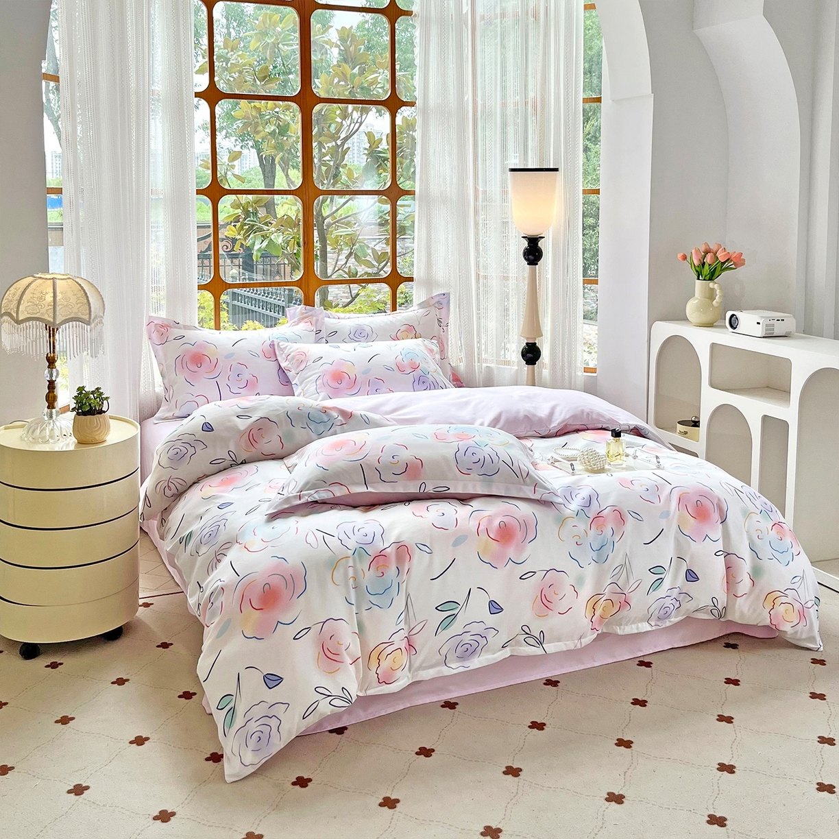 91家纺网 家纺一手货源 找家纺 佳宇轩 2025新款活性数码印花单人三件套双人四件套 云景花开