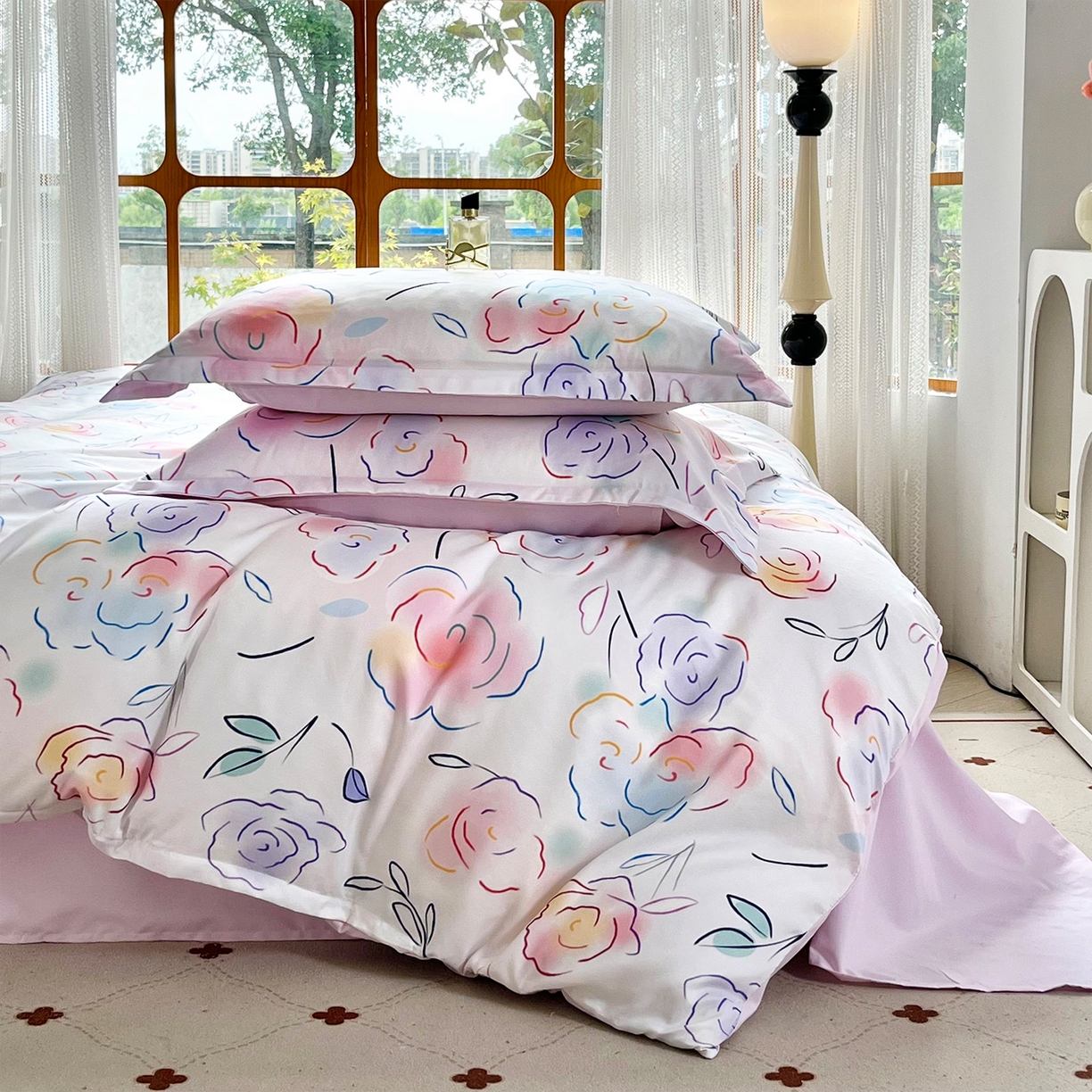 91家纺网 家纺一手货源 找家纺 佳宇轩 2025新款活性数码印花单人三件套双人四件套 云景花开