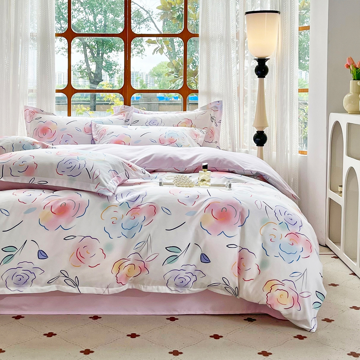 91家纺网 家纺一手货源 找家纺 佳宇轩 2025新款活性数码印花单人三件套双人四件套 云景花开