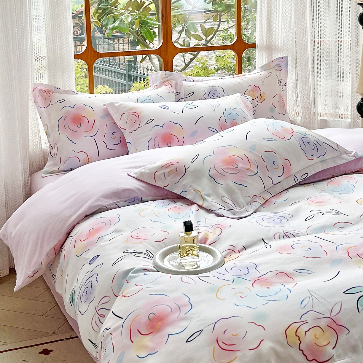 91家纺网 家纺一手货源 找家纺 佳宇轩 2025新款活性数码印花单人三件套双人四件套 云景花开