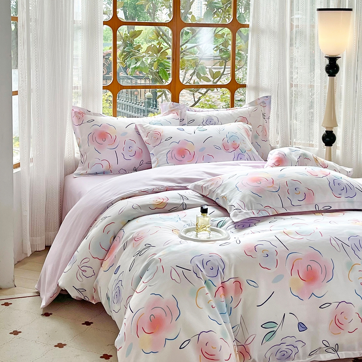 91家纺网 家纺一手货源 找家纺 佳宇轩 2025新款活性数码印花单人三件套双人四件套 云景花开