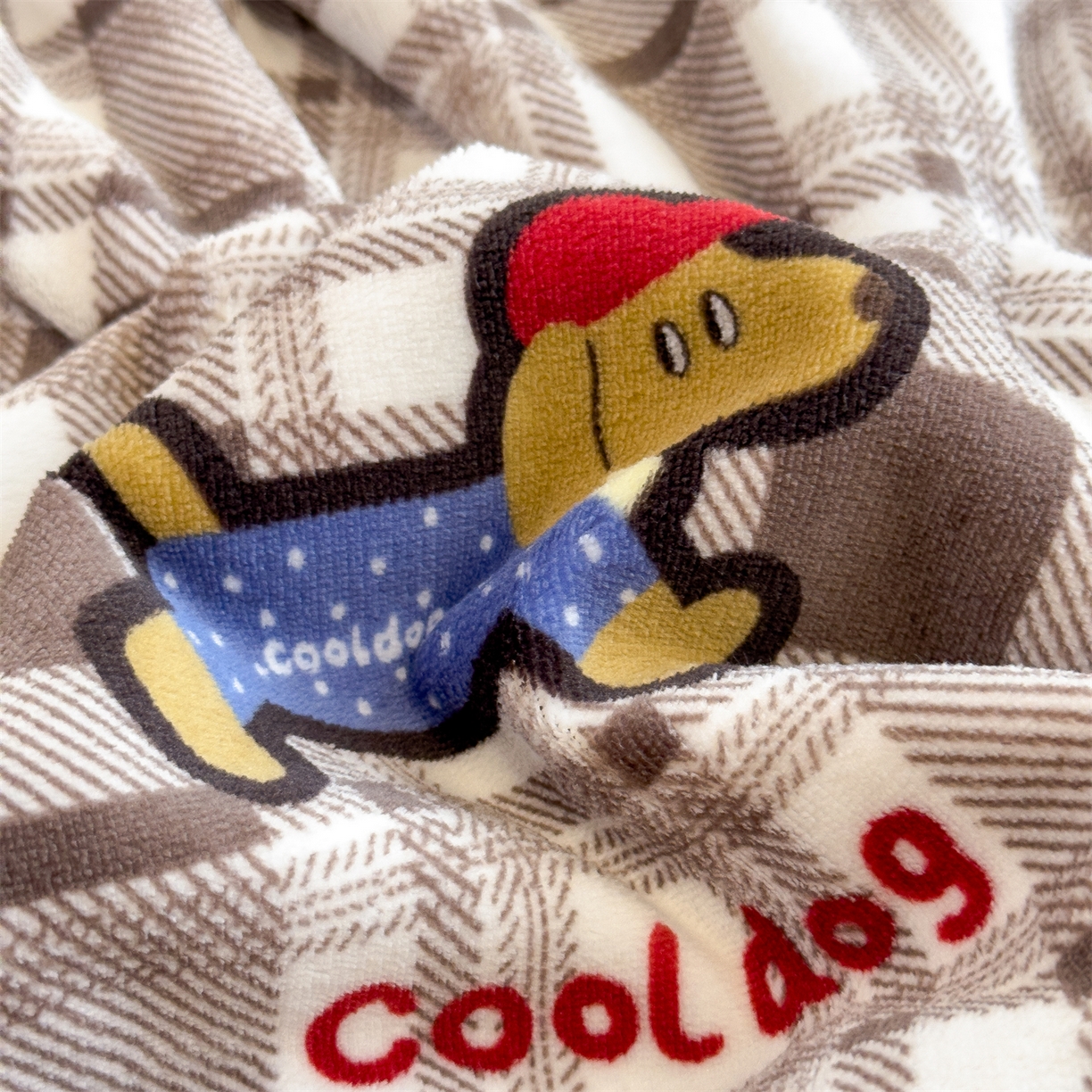 91家纺网 家纺一手货源 找家纺 慕木家纺 2025新款高克重印花牛奶绒云锦绒双层毛毯毛毯毯子（可供跨境提供买家秀） 双层毛毯-波波狗+灰