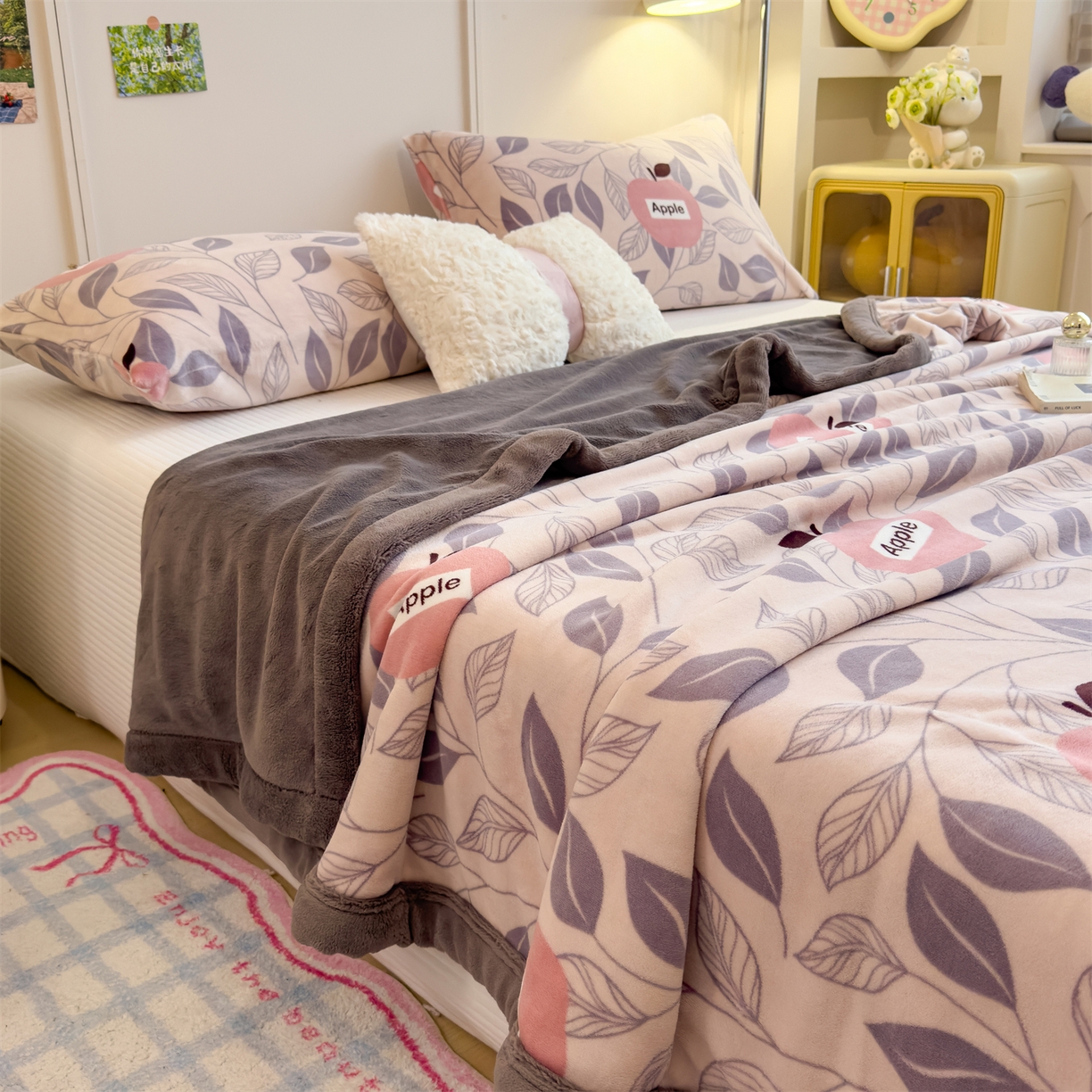 91家纺网 家纺一手货源 找家纺 慕木家纺 2025新款高克重印花牛奶绒云锦绒双层毛毯毛毯毯子（可供跨境提供买家秀） 双层毛毯-伦伯特+灰