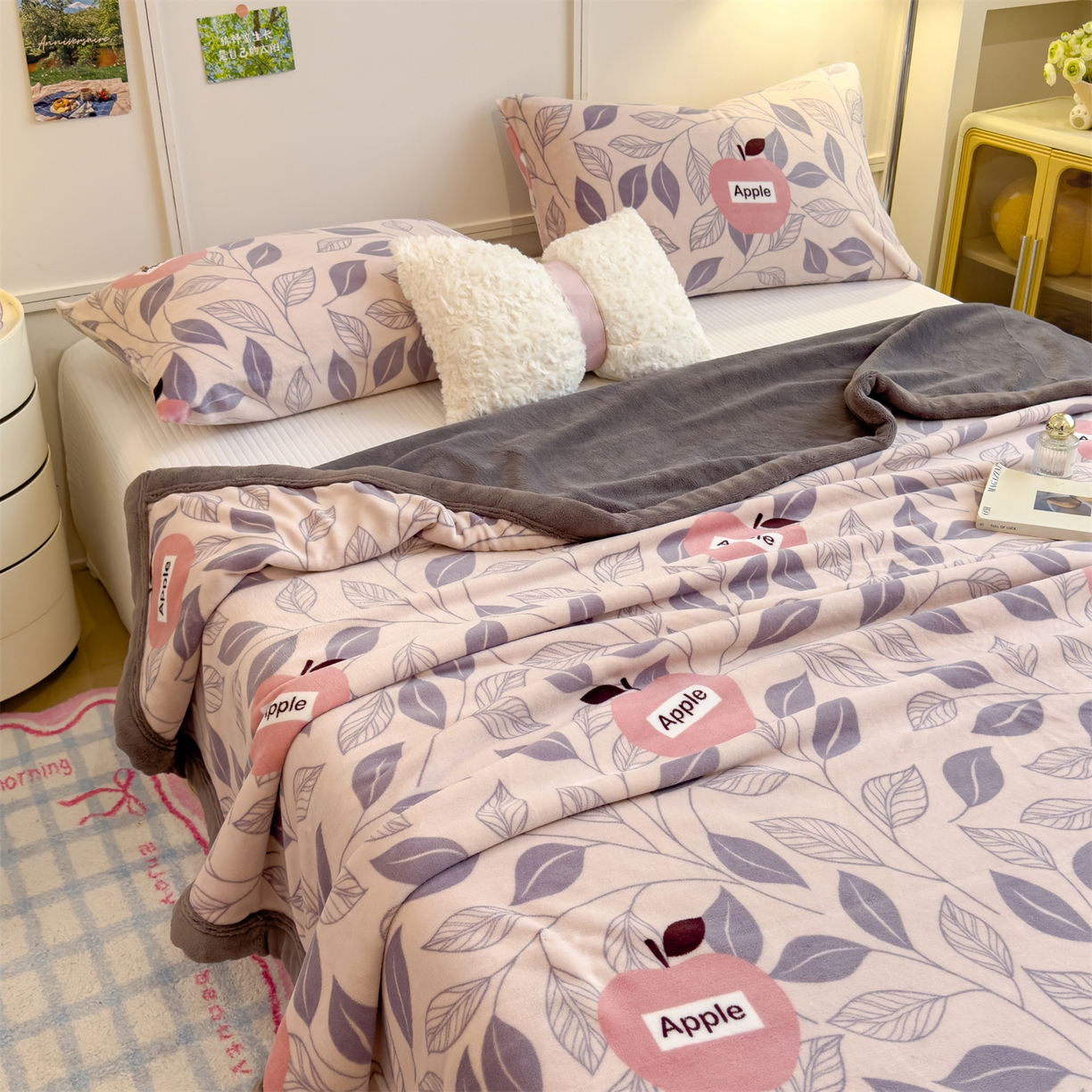 91家纺网 家纺一手货源 找家纺 慕木家纺 2025新款高克重印花牛奶绒云锦绒双层毛毯毛毯毯子（可供跨境提供买家秀） 双层毛毯-伦伯特+灰