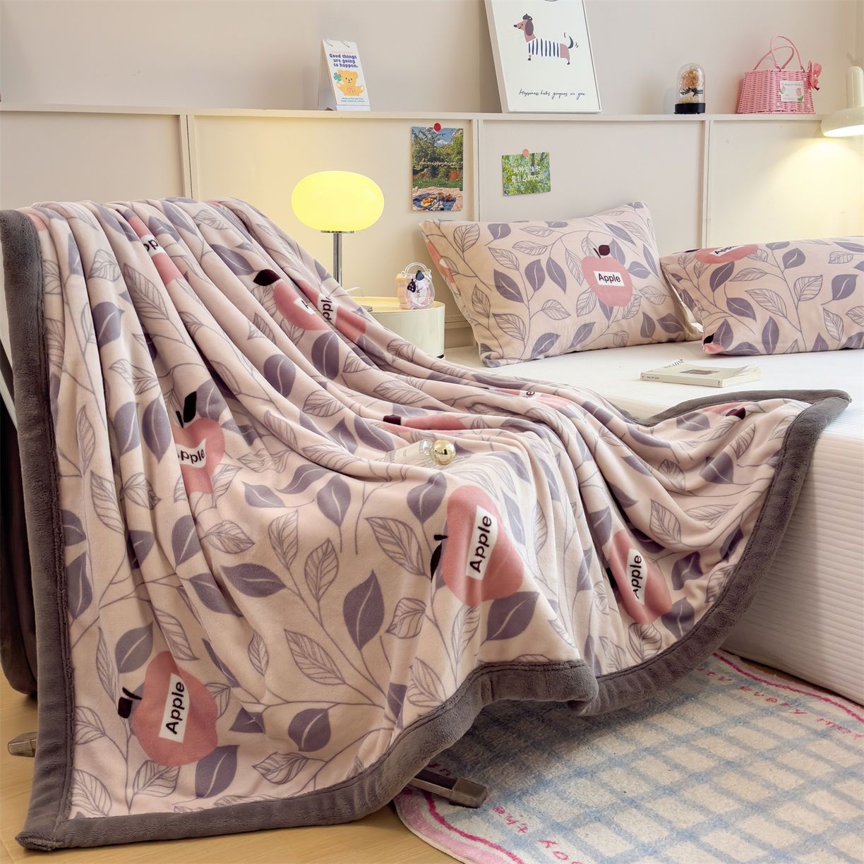 91家纺网 家纺一手货源 找家纺 慕木家纺 2025新款高克重印花牛奶绒云锦绒双层毛毯毛毯毯子（可供跨境提供买家秀） 双层毛毯-伦伯特+灰