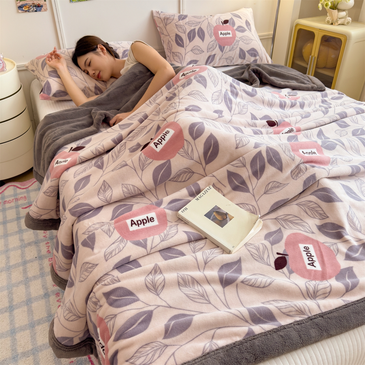 91家纺网 家纺一手货源 找家纺 慕木家纺 2025新款高克重印花牛奶绒云锦绒双层毛毯毛毯毯子（可供跨境提供买家秀） 双层毛毯-伦伯特+灰