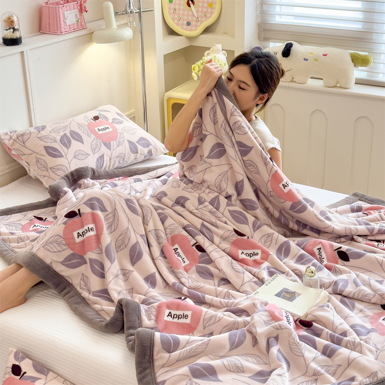 91家纺网 家纺一手货源 找家纺 慕木家纺 2025新款高克重印花牛奶绒云锦绒双层毛毯毛毯毯子（可供跨境提供买家秀） 双层毛毯-伦伯特+灰