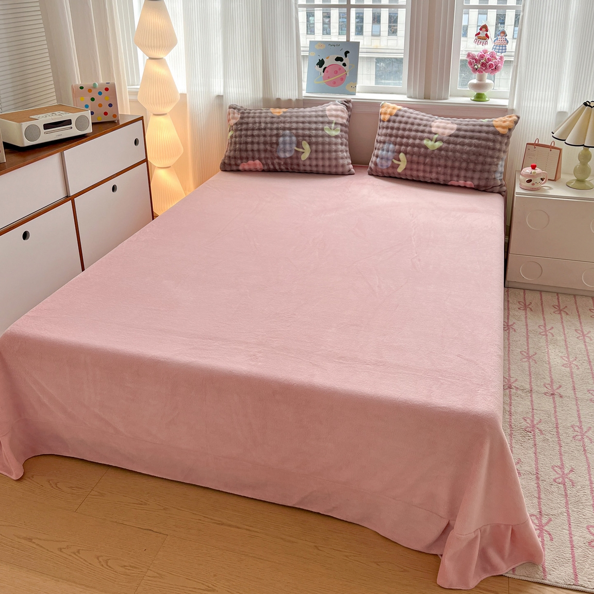 91家纺网 家纺一手货源 找家纺 典曼家纺 2025新款亲肤舒适保暖泡泡绒四件套 郁金香