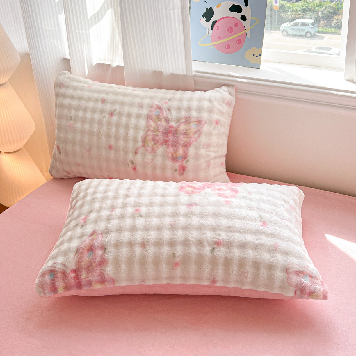 91家纺网 家纺一手货源 找家纺 典曼家纺 2025新款亲肤舒适保暖泡泡绒四件套 蝶恋