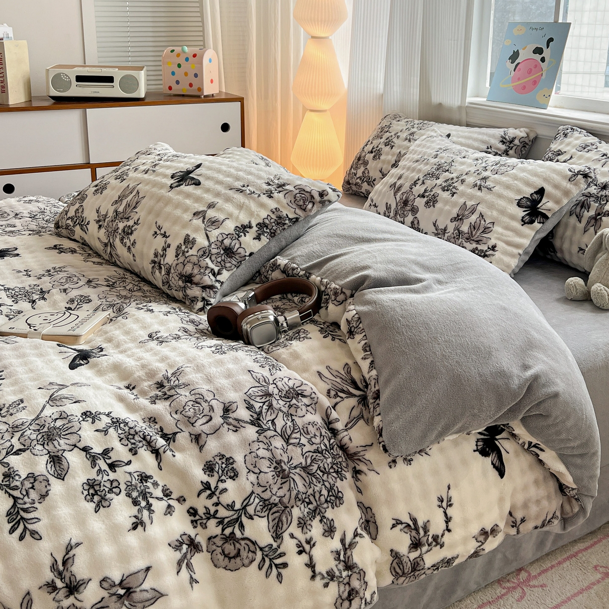 91家纺网 家纺一手货源 找家纺 典曼家纺 2025新款亲肤舒适保暖泡泡绒四件套 奥黛丽