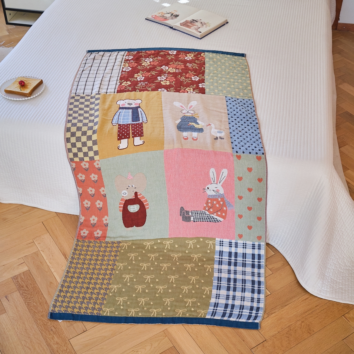 91家纺网 家纺一手货源 找家纺 （总）沐瑟家纺 2025新款卡通A类全棉四层纱布浴巾加大毛巾-第四组