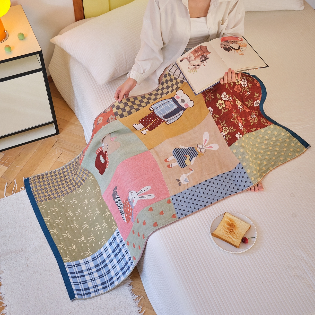 91家纺网 家纺一手货源 找家纺 （总）沐瑟家纺 2025新款卡通A类全棉四层纱布浴巾加大毛巾-第四组