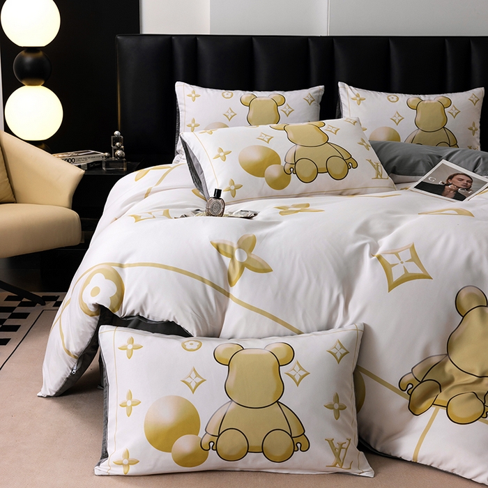 91家纺网 家纺一手货源 找家纺 色鬼布艺高端家居主号 2025新款轻奢亲肤纯棉数码印花网红热款四件套 白金V