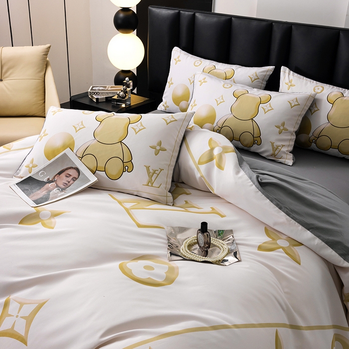 91家纺网 家纺一手货源 找家纺 色鬼布艺高端家居主号 2025新款轻奢亲肤纯棉数码印花网红热款四件套 白金V