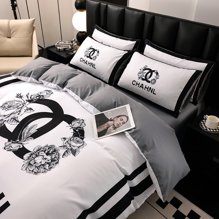 91家纺网 家纺一手货源 找家纺 色鬼布艺高端家居主号 2025新款轻奢亲肤纯棉数码印花网红热款四件套 白香花