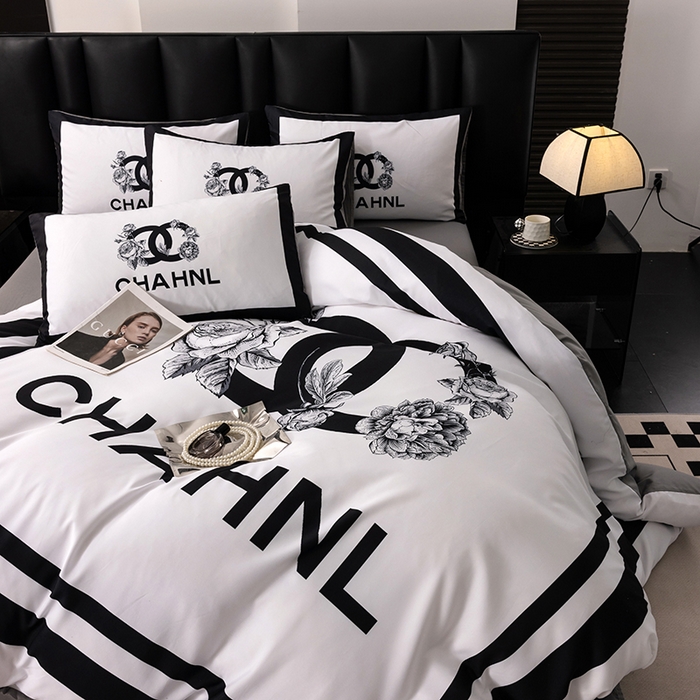 91家纺网 家纺一手货源 找家纺 色鬼布艺高端家居主号 2025新款轻奢亲肤纯棉数码印花网红热款四件套 白香花