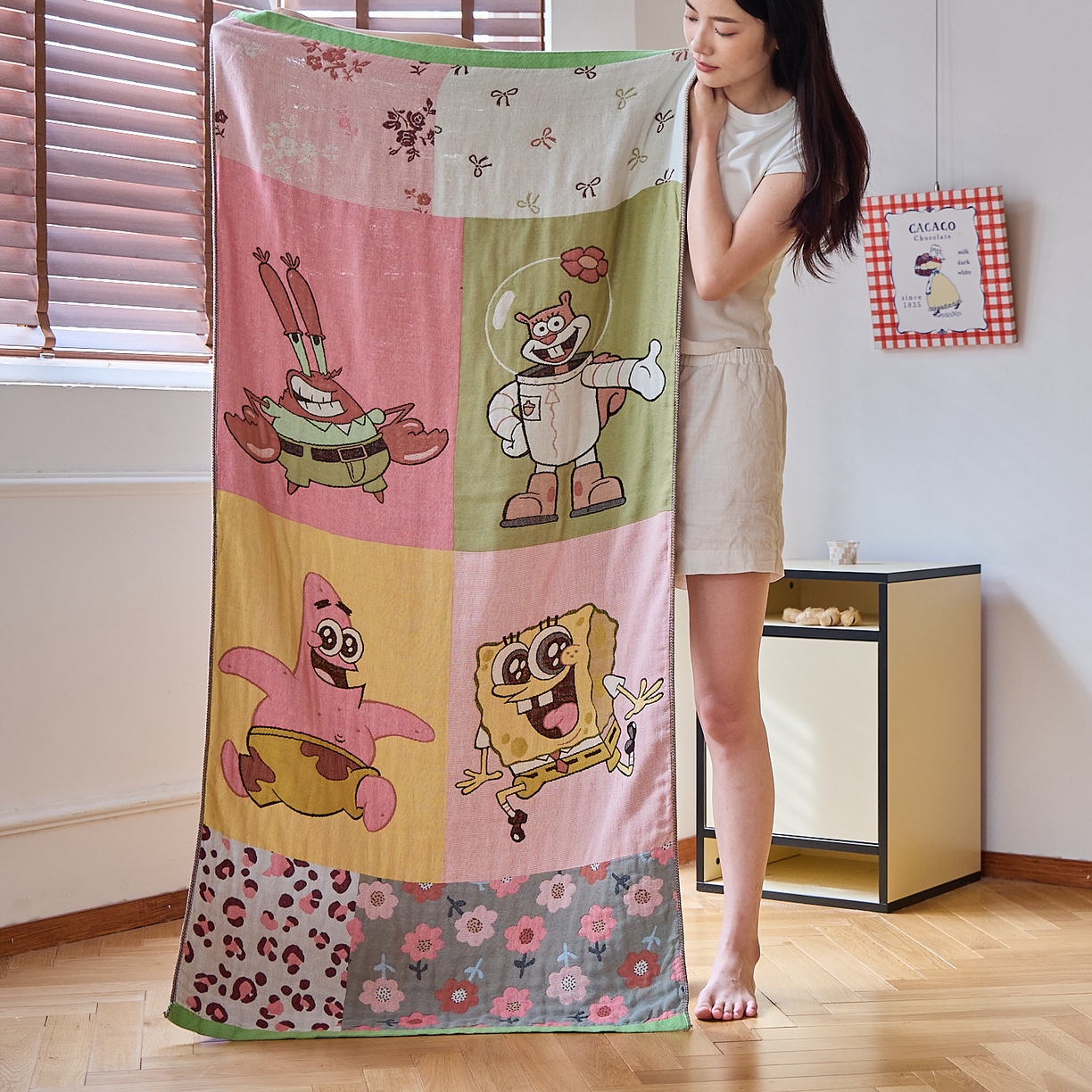 91家纺网 家纺一手货源 找家纺 （总）沐瑟家纺 2025新款卡通A类全棉四层纱布浴巾加大毛巾-第四组