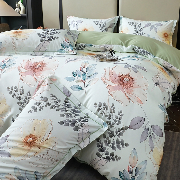 91家纺网 家纺一手货源 找家纺 （总）晶缦家纺 2025新款100%棉纯棉13376喷气全棉磨毛数码印花四件套