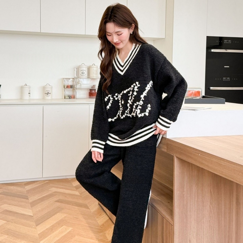 91家纺网 家纺一手货源 找家纺 （总）洛兰沙家居馆 2025新款半边绒睡衣女高级感开衫直筒裤家居服加厚可外穿百搭睡衣家居服