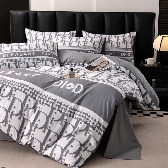 91家纺网 家纺一手货源 找家纺 色鬼布艺高端家居主号 2025新款轻奢亲肤纯棉数码印花网红热款四件套 灰迪