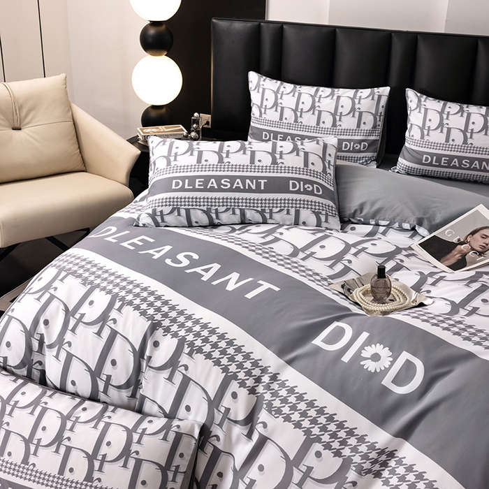 91家纺网 家纺一手货源 找家纺 色鬼布艺高端家居主号 2025新款轻奢亲肤纯棉数码印花网红热款四件套 灰迪