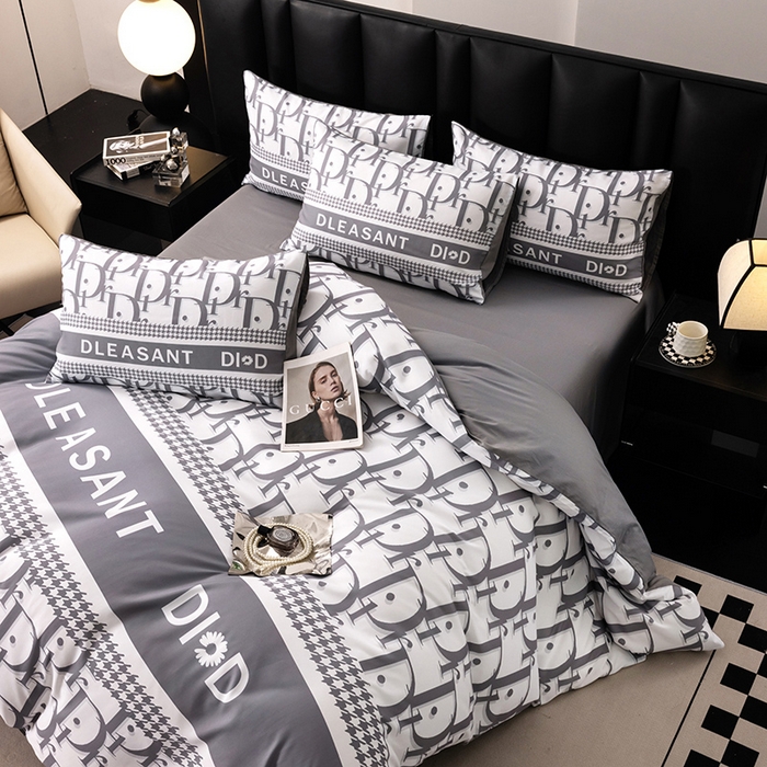 91家纺网 家纺一手货源 找家纺 色鬼布艺高端家居主号 2025新款轻奢亲肤纯棉数码印花网红热款四件套 灰迪