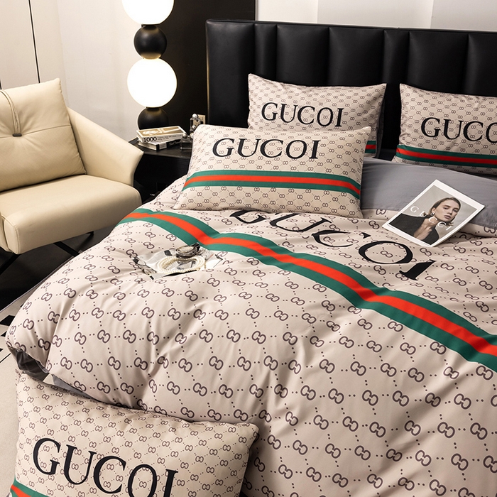 91家纺网 家纺一手货源 找家纺 色鬼布艺高端家居主号 2025新款轻奢亲肤纯棉数码印花网红热款四件套 咖古