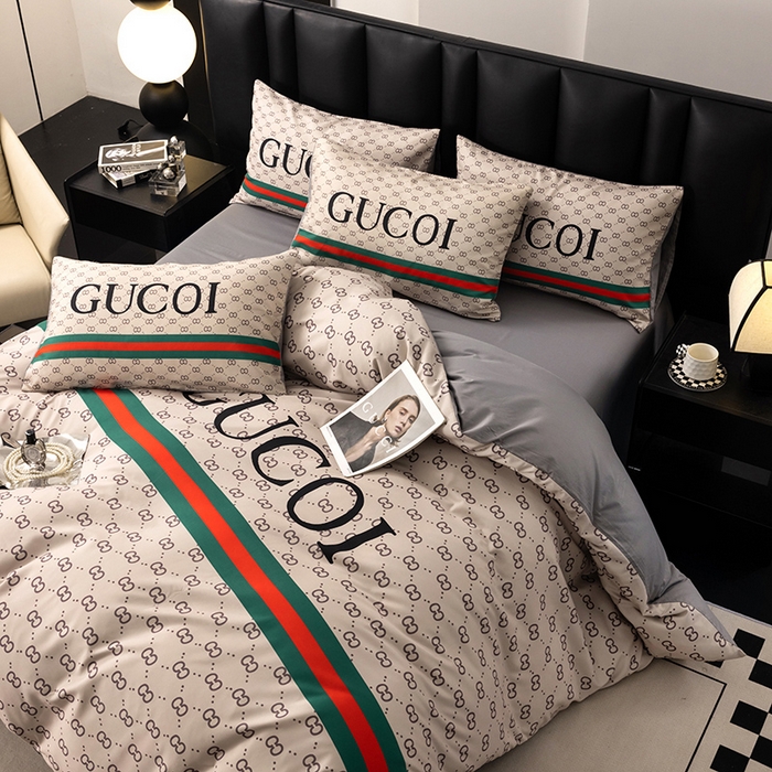 91家纺网 家纺一手货源 找家纺 色鬼布艺高端家居主号 2025新款轻奢亲肤纯棉数码印花网红热款四件套 咖古