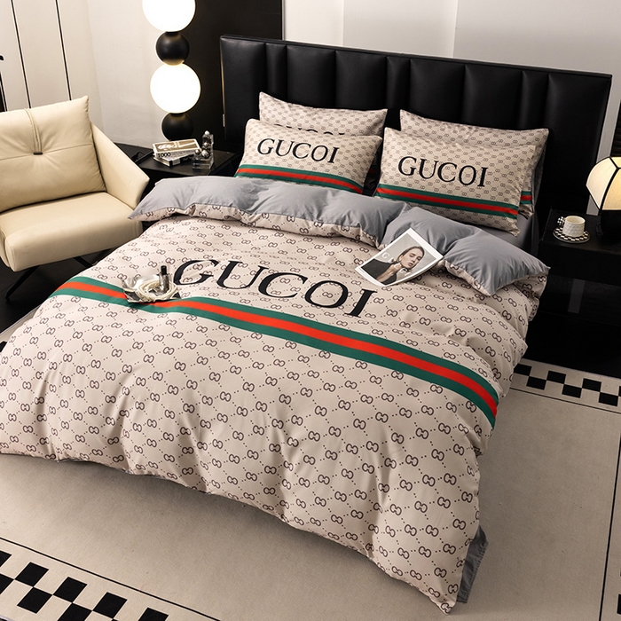 91家纺网 家纺一手货源 找家纺 色鬼布艺高端家居主号 2025新款轻奢亲肤纯棉数码印花网红热款四件套 咖古