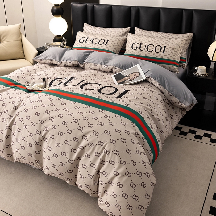 91家纺网 家纺一手货源 找家纺 色鬼布艺高端家居主号 2025新款轻奢亲肤纯棉数码印花网红热款四件套 咖古