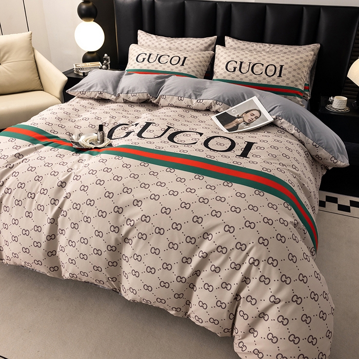 91家纺网 家纺一手货源 找家纺 色鬼布艺高端家居主号 2025新款轻奢亲肤纯棉数码印花网红热款四件套 咖古