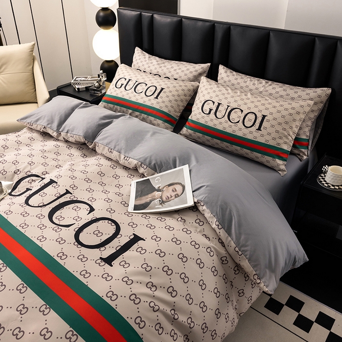 91家纺网 家纺一手货源 找家纺 色鬼布艺高端家居主号 2025新款轻奢亲肤纯棉数码印花网红热款四件套 咖古