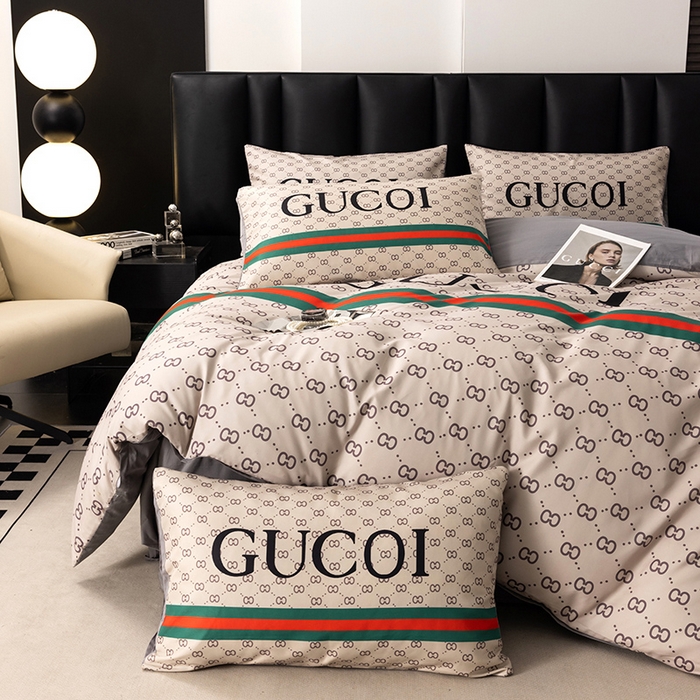 91家纺网 家纺一手货源 找家纺 色鬼布艺高端家居主号 2025新款轻奢亲肤纯棉数码印花网红热款四件套 咖古