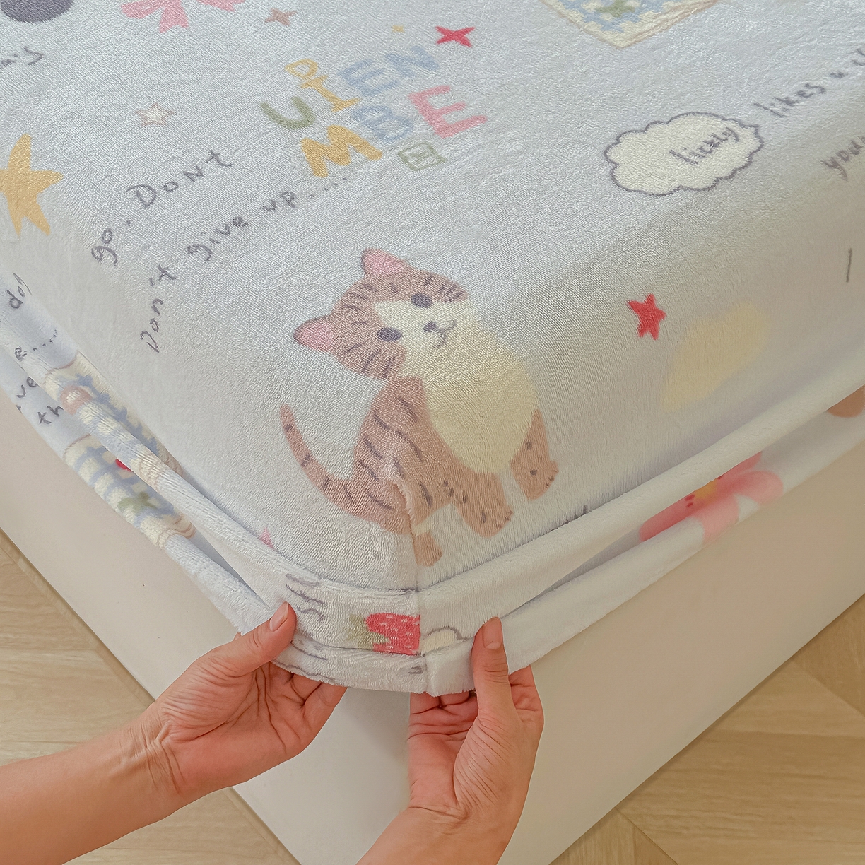 91家纺网 家纺一手货源 找家纺 沐芷 2025 加厚高克重牛奶绒床笠单件/床笠三件套  床笠款床罩床垫保护套罩 【绒】趣味课堂