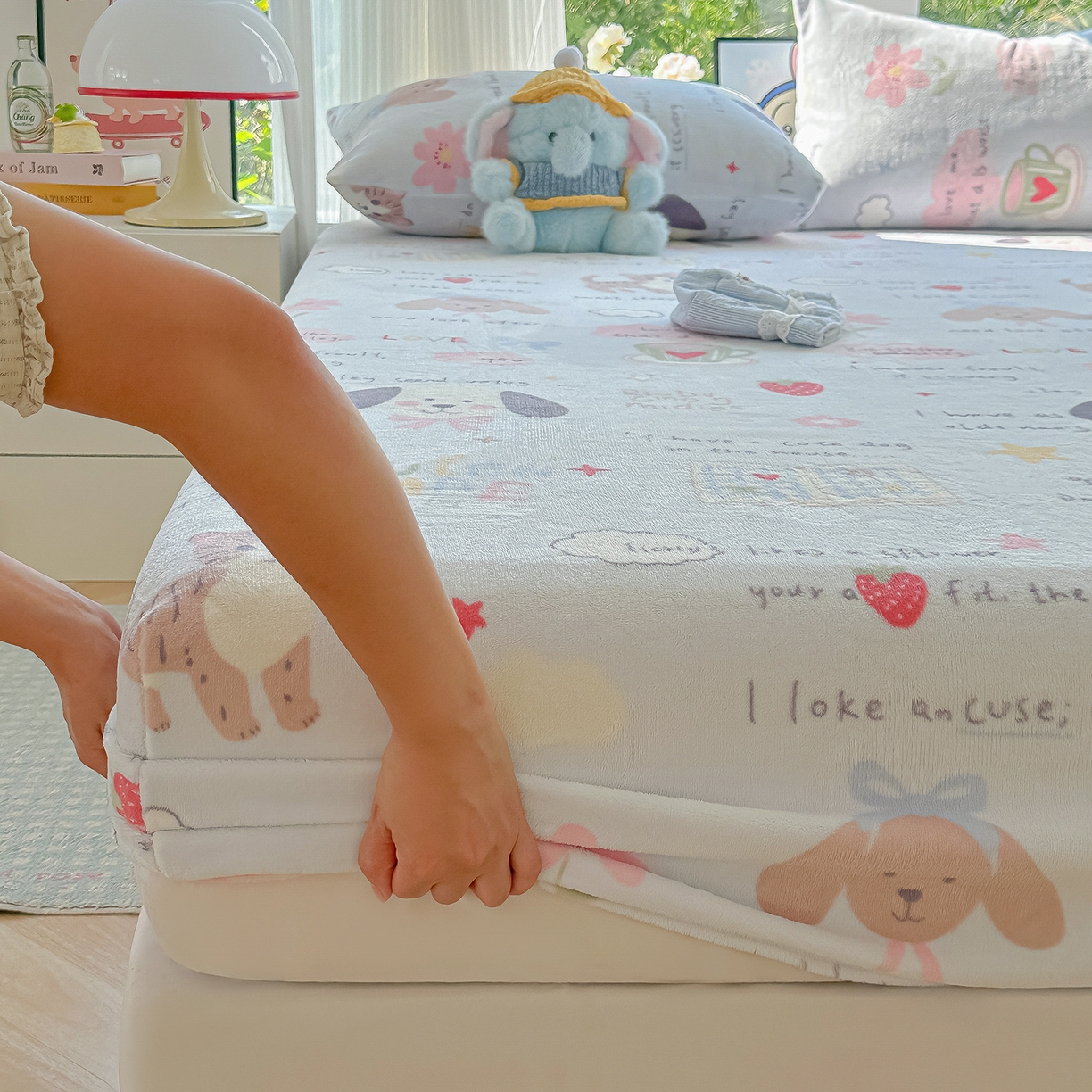 91家纺网 家纺一手货源 找家纺 沐芷 2025 加厚高克重牛奶绒床笠单件/床笠三件套  床笠款床罩床垫保护套罩 【绒】趣味课堂